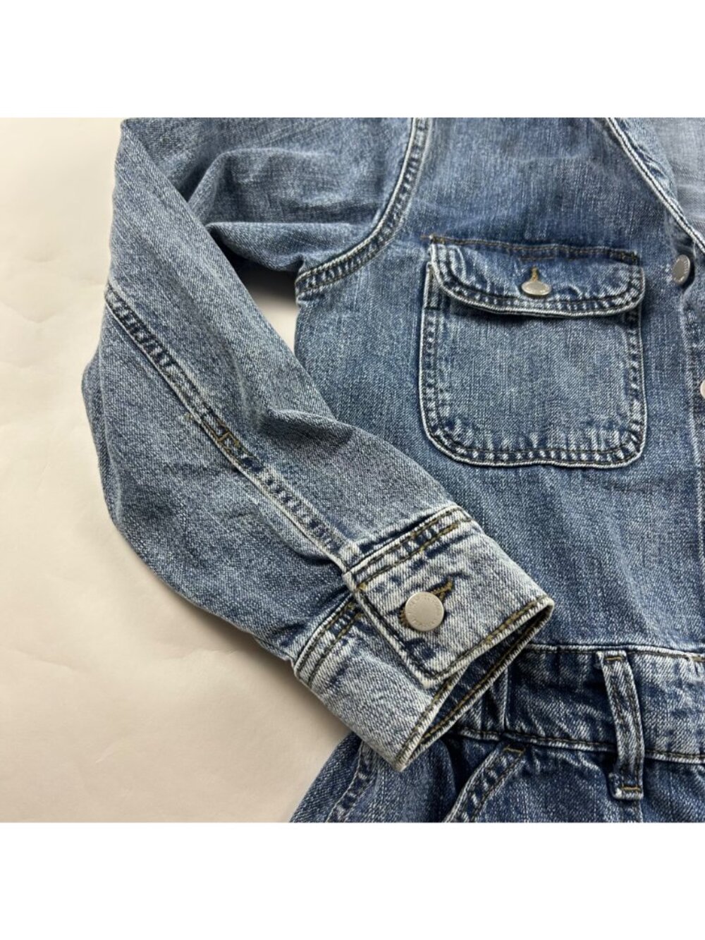 Universal Thread Denim Long Sleeve Button Front Straight Leg Jumpsuit 6R - Picture 7 of 9